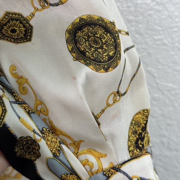 Zara Shirt Womens Small Baroque Chain Print Top Long Sleeve Button Up Vogue Chic - Picture 9 of 14